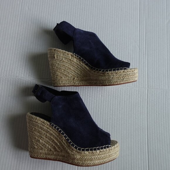 Kenneth Cole NY Women's Blue Suede Slingback Espadrille Wedge Size 7M "Olivia" - Picture 1 of 5